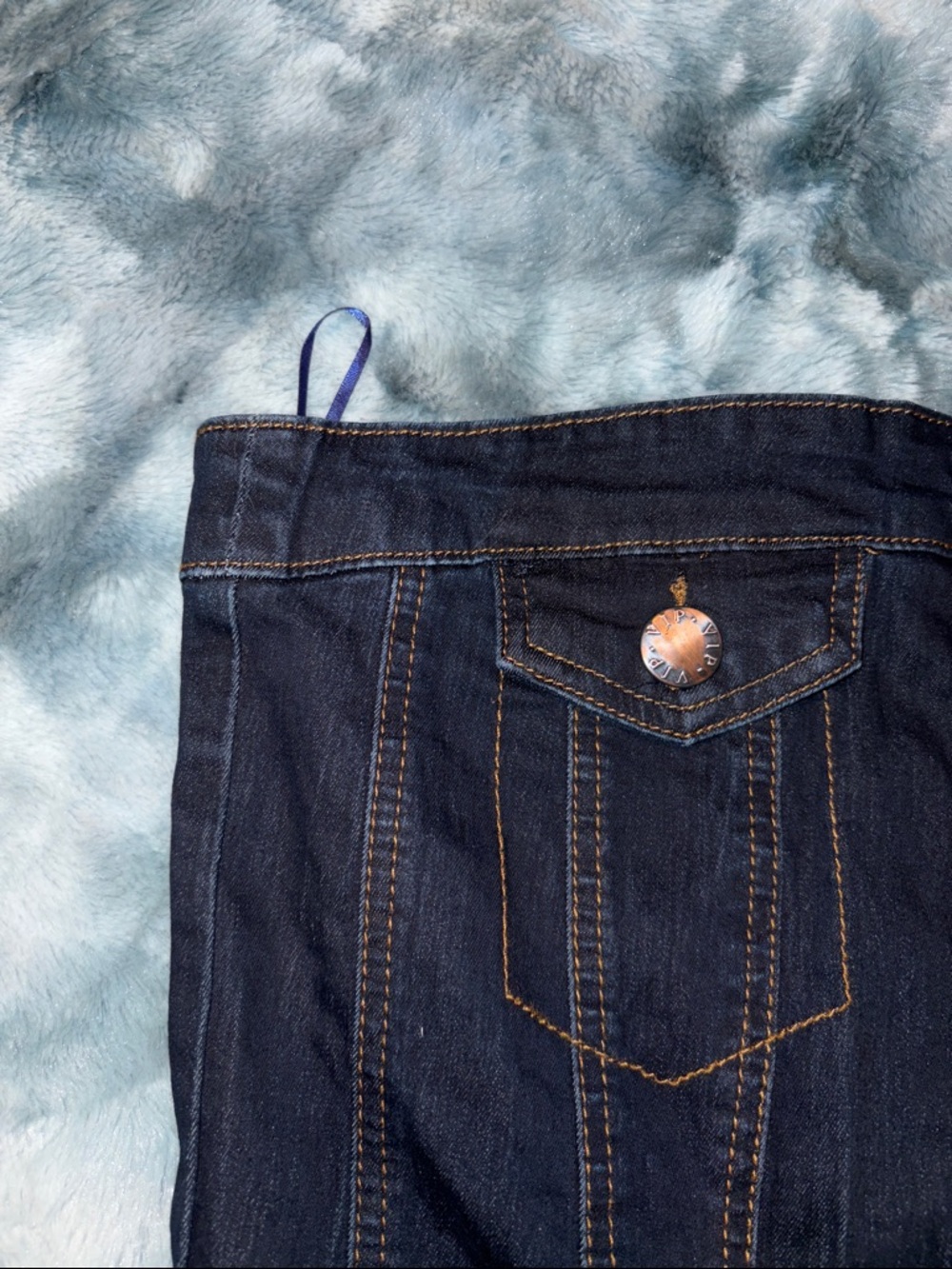 VIP Dark Blue Strapless Denim Jumpsuit - Picture 3 of 7